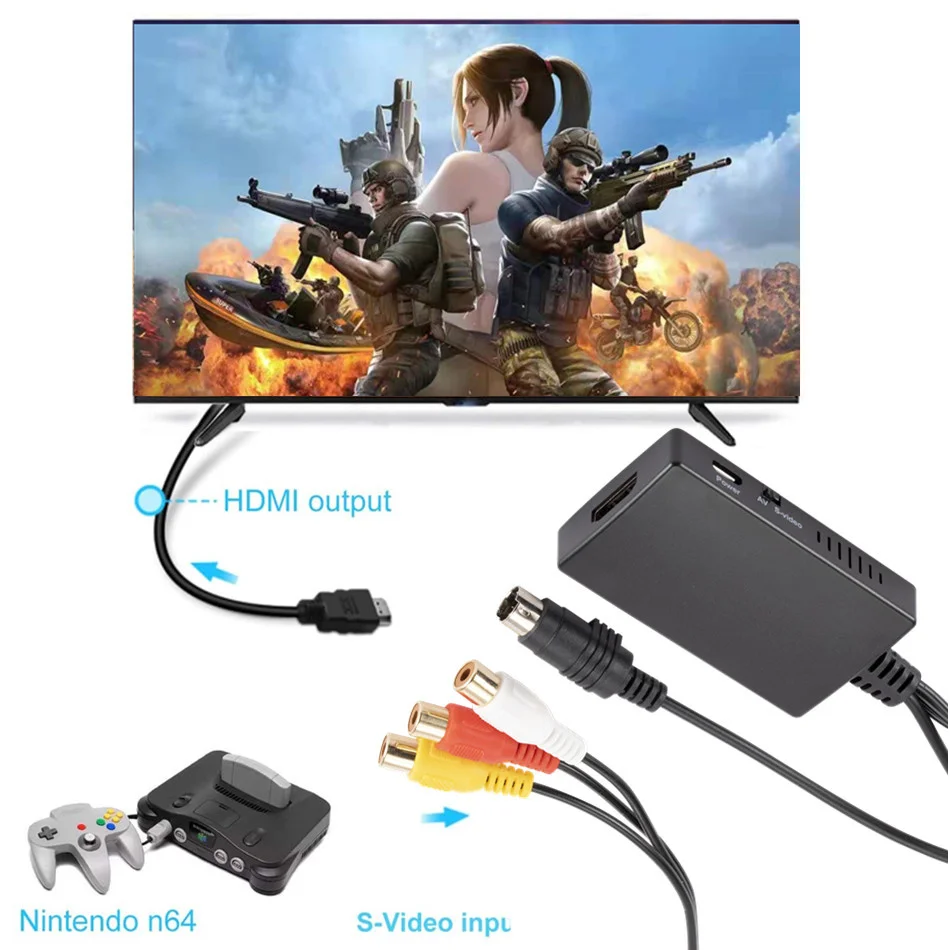 Adaptador compatible WvvMvv RCA /AV SVIDEO a HDMI para DVD HD TV STB compatible con PS2/PS3, 720P /1080P AV S-VIDEO convertidor de vídeo - imagen 5