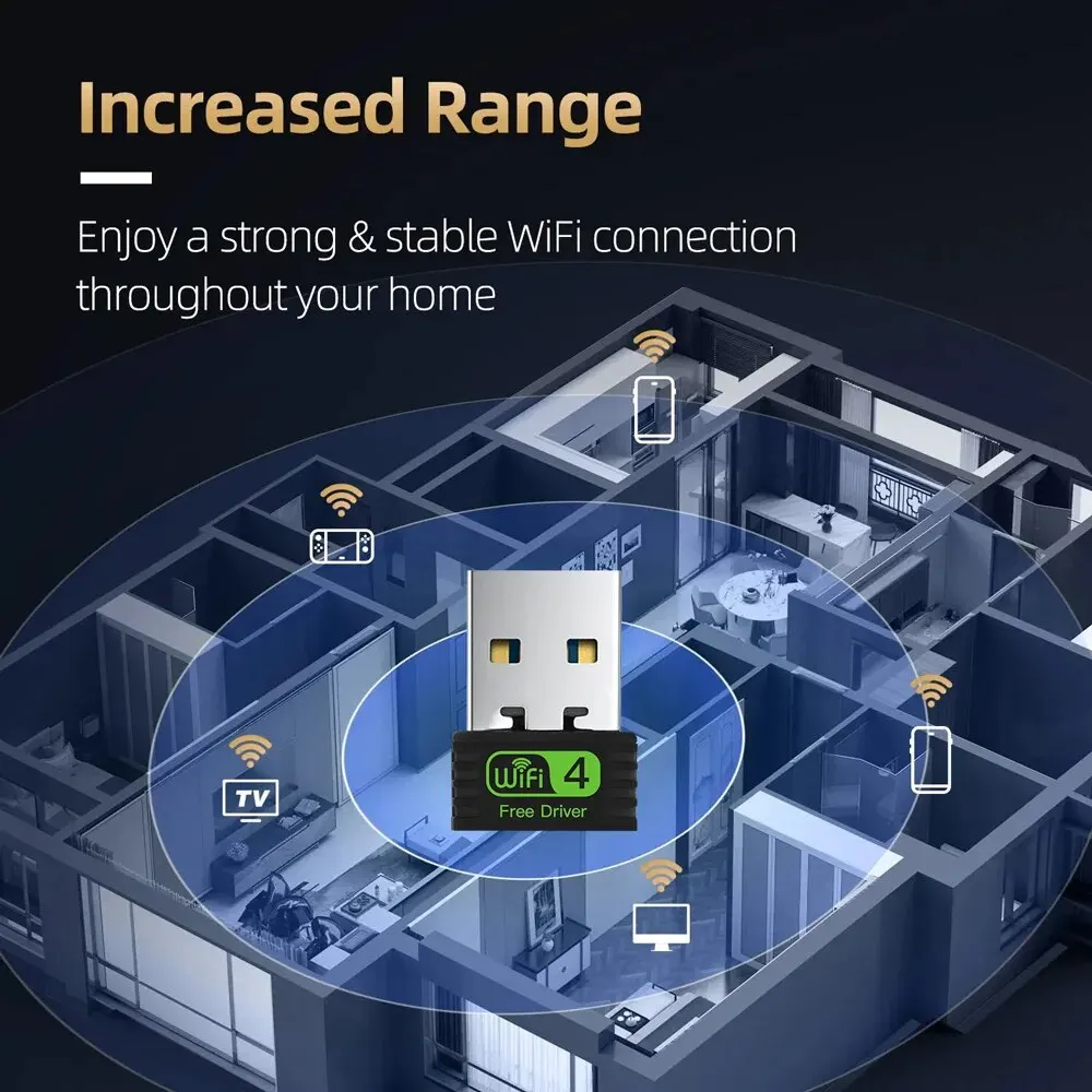 Adaptador inalámbrico USB WiFi N-150M, amplificador de red de 2,4 Ghz, USB 2,0, tarjeta receptora Wlan para PC/ordenador portátil para Win7/8/10/11, SIN controlador - imagen 4