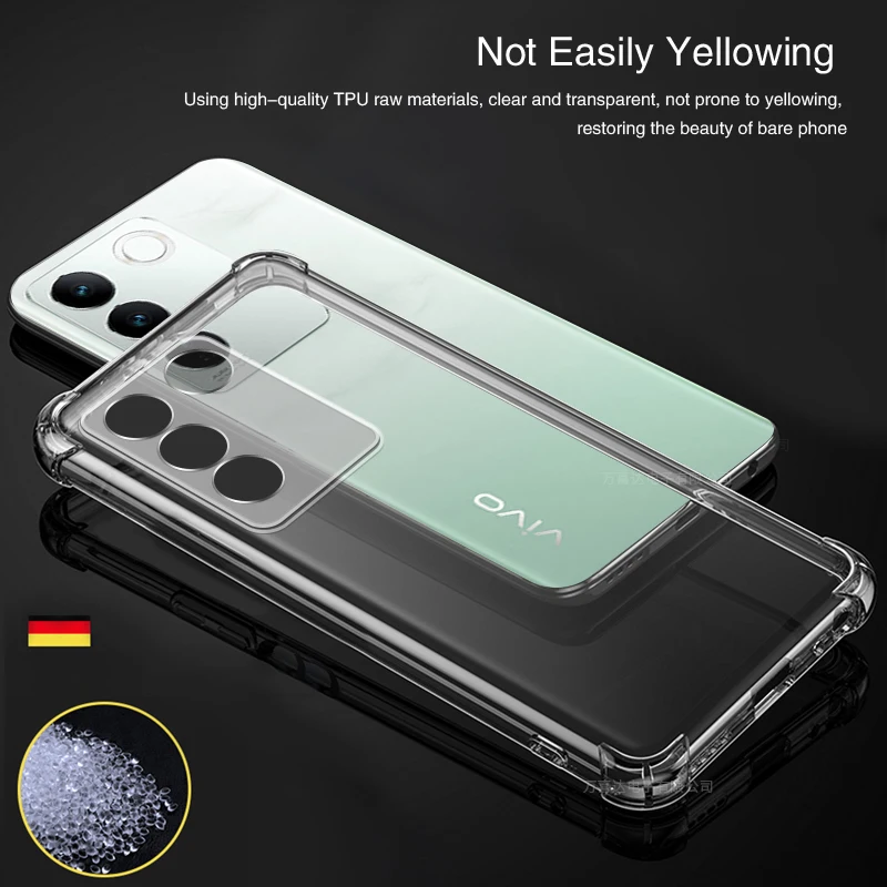 Funda de silicona Airbag para VIVO V27 Pro V27E E VIVOV27 V27Pro 5G, protección de cámara de TPU transparente, cubierta Original a prueba de golpes - imagen 3