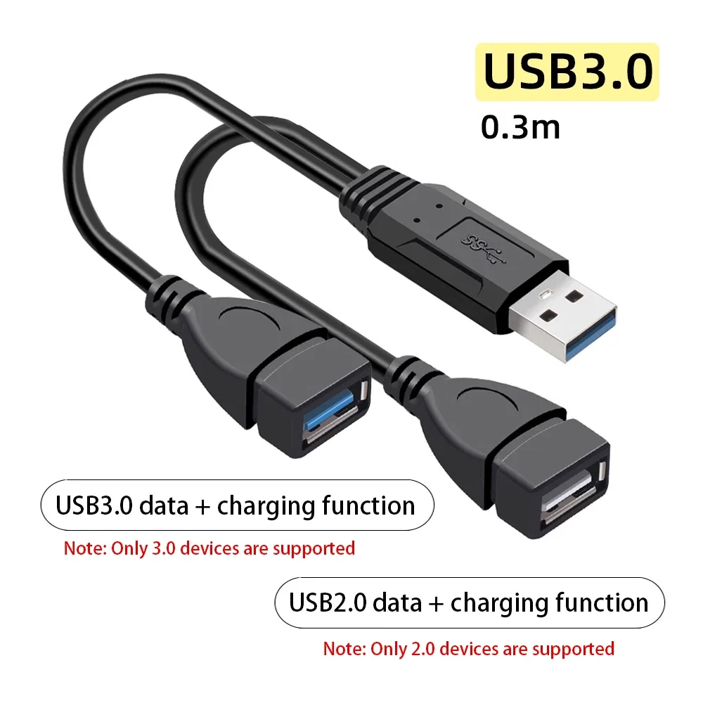 Transferencia y carga de datos de cable doble USB 2,0/3,0 de alta velocidad Compatible con disco duro móvil USB Flash Disk NIC - imagen 5