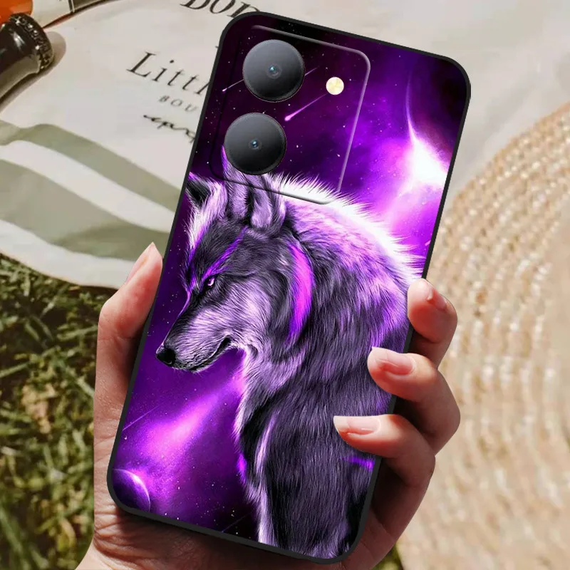 Para Vivo Y36 5G funda negra a prueba de golpes fundas traseras suaves de silicona para Vivo Y36 4G V2247 funda de teléfono Y 36 5G Lion Wolf Shell - imagen 2
