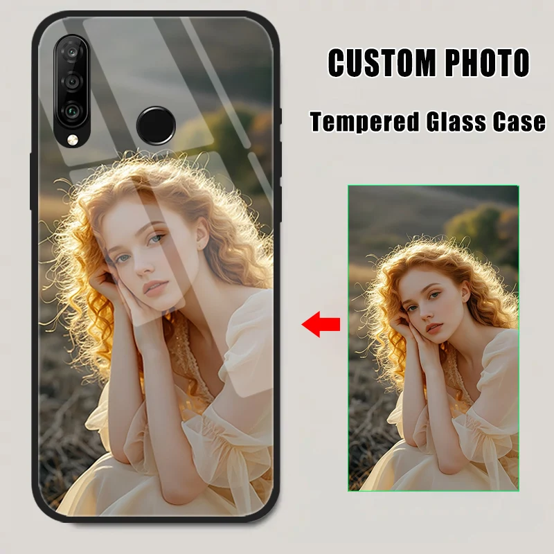 Funda de vidrio templado personalizada para Huawei P20 P30 Pro P40 Lite E P50 P60 Pro Plus Pura 70 80 Ultra DIY cubierta de imagen personalizada - imagen 3