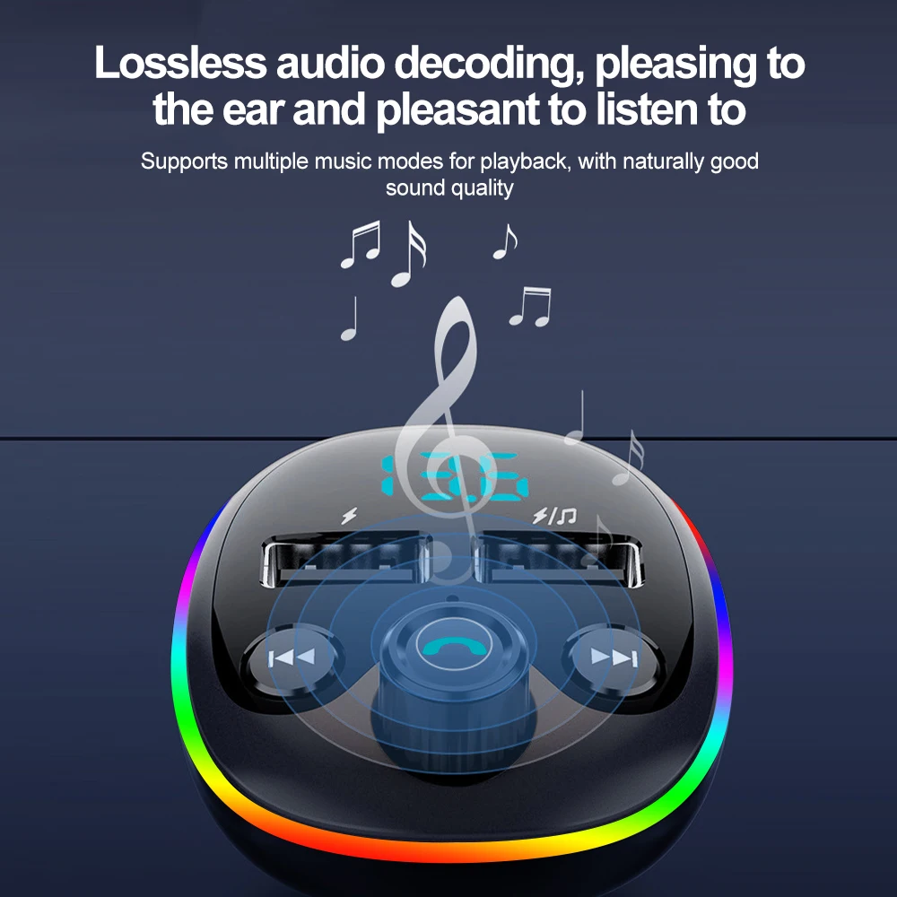 Transmisor FM Bluetooth para coche, adaptador PD tipo C para coche, cargador rápido USB Dual, modulador de Radio manos libres, reproductor MP3, compatible con tarjeta TF - imagen 4