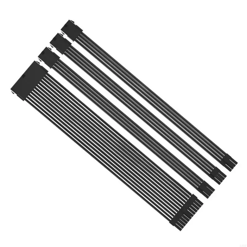 Juego cables extensión alimentación 896F PC 18AWG, trenzado suave, CPU 1x24 pines, 1x8 pines, PCIe 2x8 pines con - imagen 4