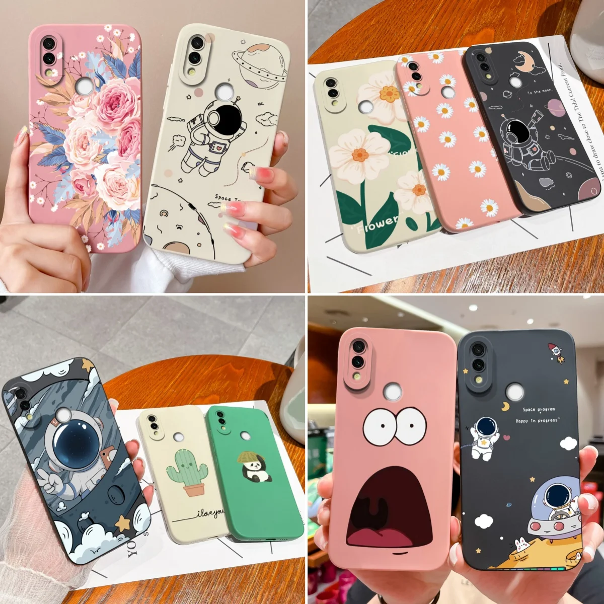 Funda de silicona líquida para Xiaomi Redmi 7 Redmi7, cubierta bonita pintada con caramelo, protección de lente mejorada, anticaída