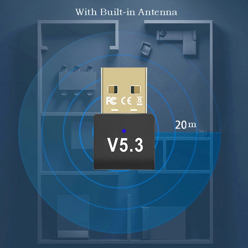 Con Dongle Bluetooth BT5.3, adaptador externo USB para ordenador, conexión inalámbrica, auricular, altavoz, ratón, agarre de juego, impresora, teléfono móvil - imagen 4