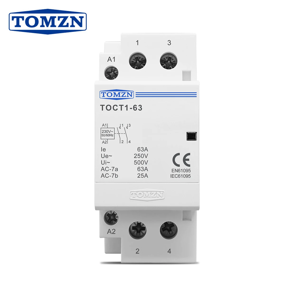 TOMZN TOCT1 2P 40A 63A 220V/230V 400V ~ 50/60Hz Contactor Modular de CA para el hogar con carril Din 2NO 1NO1NC 2NC
