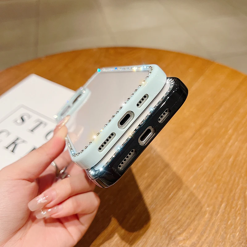 Funda con diamantes brillantes para iPhone 16 Pro Max 16E 15 Plus 14 13 12 11, funda de teléfono delgada a prueba de golpes con diamantes de imitación transparentes - imagen 4