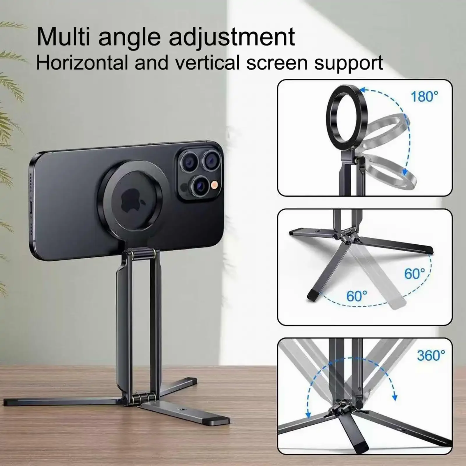 Soporte magnético para teléfono Magsafe Mini trípode magnético soporte de bolsillo para teléfono móvil montaje rápido para Xiaomi Samsung HUAWEI iPhone - imagen 5