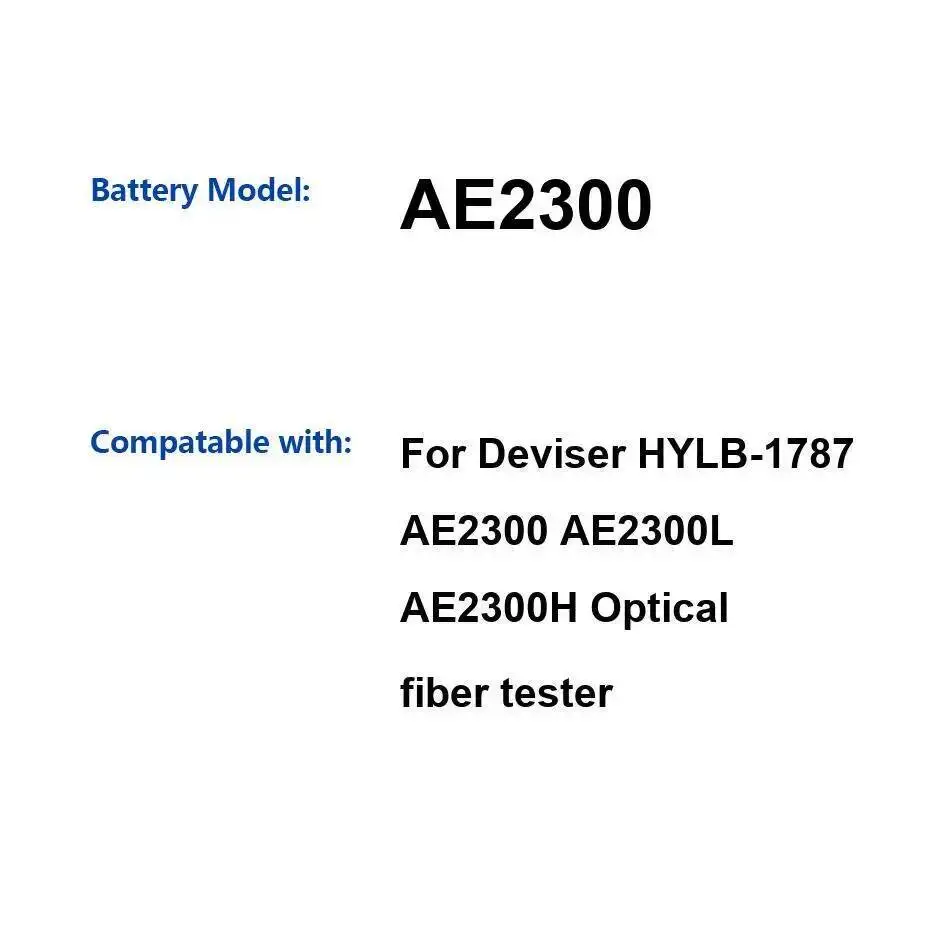 Batería ligera del probador de la fibra óptica de 2500Mah para Deviser Hylb-1787 AE2300 AE2300L AE2300H óptico