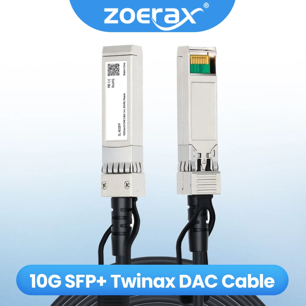 ZoeRax 10G SFP+ Twinax DAC Cable Pasivo Conexión Directa Cobre, 0.5-10M Compatible con Cisco/MikroTik/HP/Intel Etc Switch