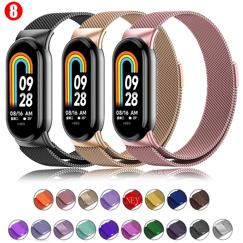 Bucle milanés oficial para Xiaomi smart Band 8-9-10-NFC Correa reloj inteligente pulsera de repuesto Correa Mi band 8 9 10 Accesorios - imagen 2