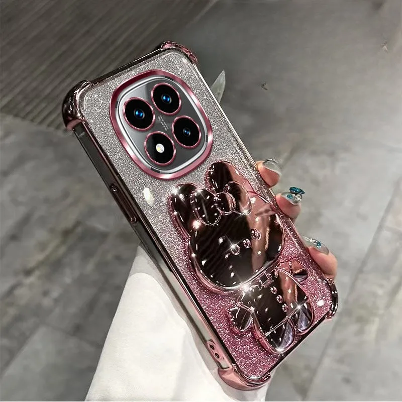 Funda Redmi Note 14 Pro con soporte de espejo, funda brillante a prueba de golpes para Xiaomi Redmi Note 14 15 Pro Plus 15 15C 14C 4G 5G