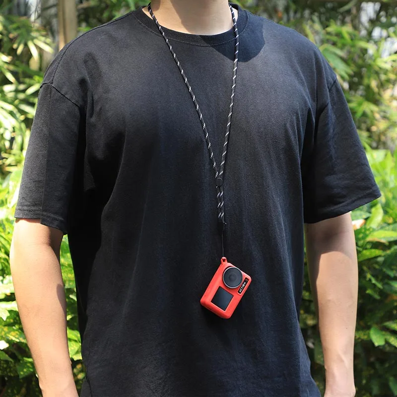 Funda de silicona suave 2 en 1, funda protectora anticaída, cordón para el cuello, juego de correas para muñeca para Dji OSMO ACTION 3, accesorios para cámara - imagen 2