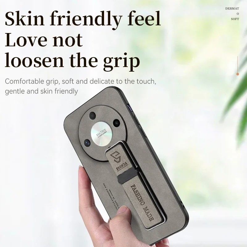 Funda de teléfono con soporte magnético de cuero suave de piel de oveja a la moda de lujo para Honor X9B, funda protectora trasera con soporte para Honor X9B - imagen 2