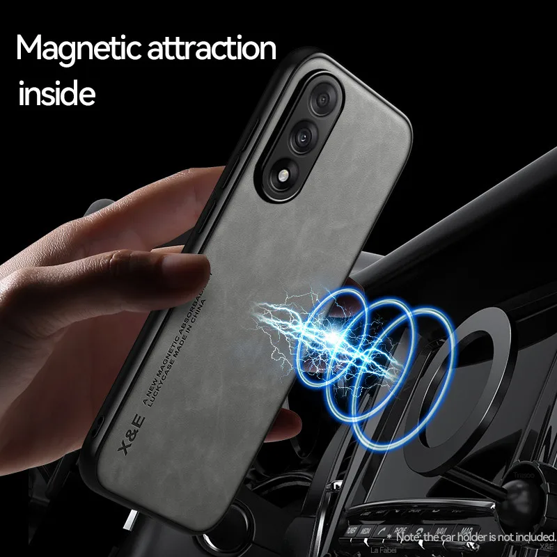 Para OnePlus ACE 5 Ultra, 5 funda magnética de carreras ELVEV Vintage duradera sensación de piel PU cubierta de teléfono de succión de cuero