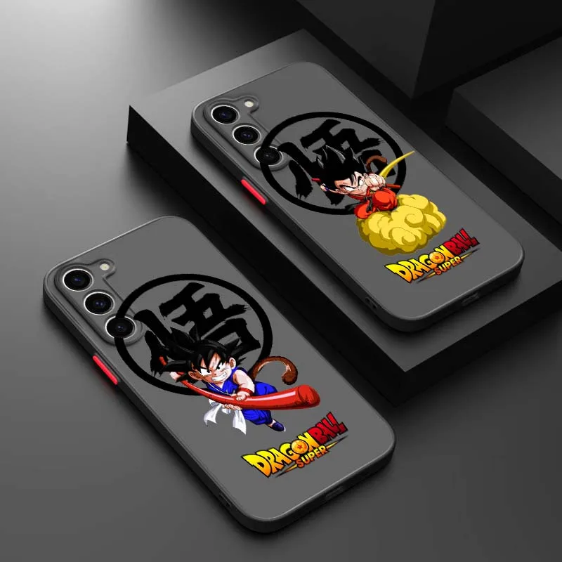 D-Dragon Ball tarjetas Son Goku para Samsung Galaxy S25 S24 S23 S22 FE Plus Ultra 5G funda de teléfono translúcida esmerilada