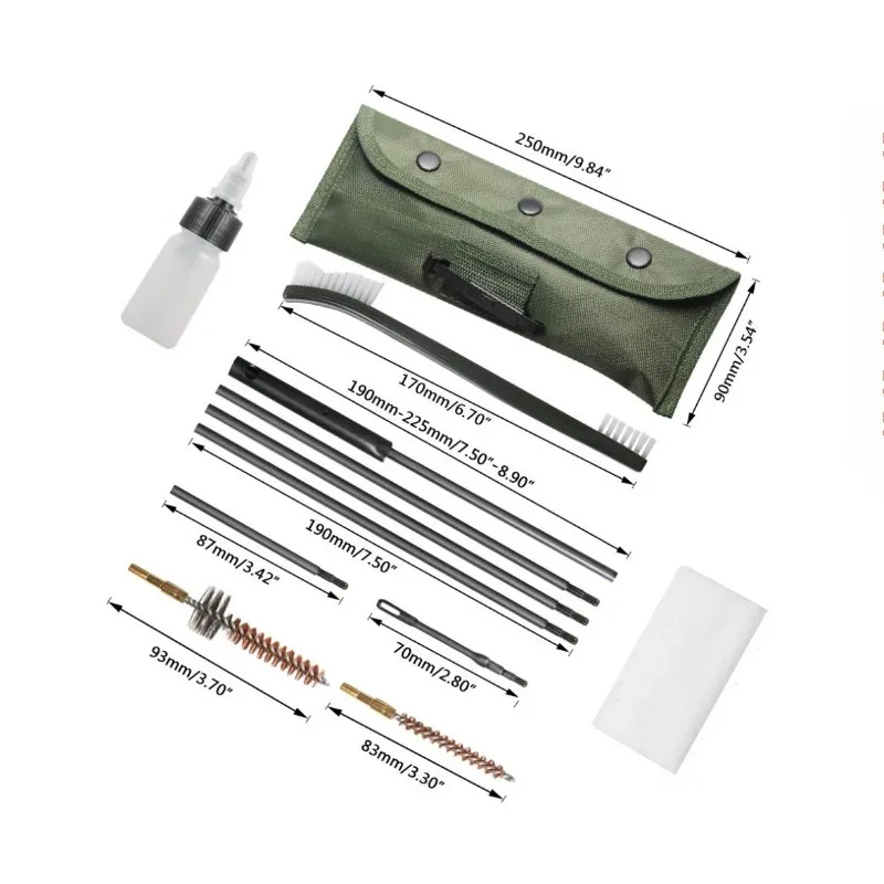 Juego de limpiador de escopeta Airsoft AR15 M16 M4 AK, Kit de limpieza de pistola para 5,56 Mm.223 22LR.22 Cal, cepillo de limpieza de pistola de Rifle táctico