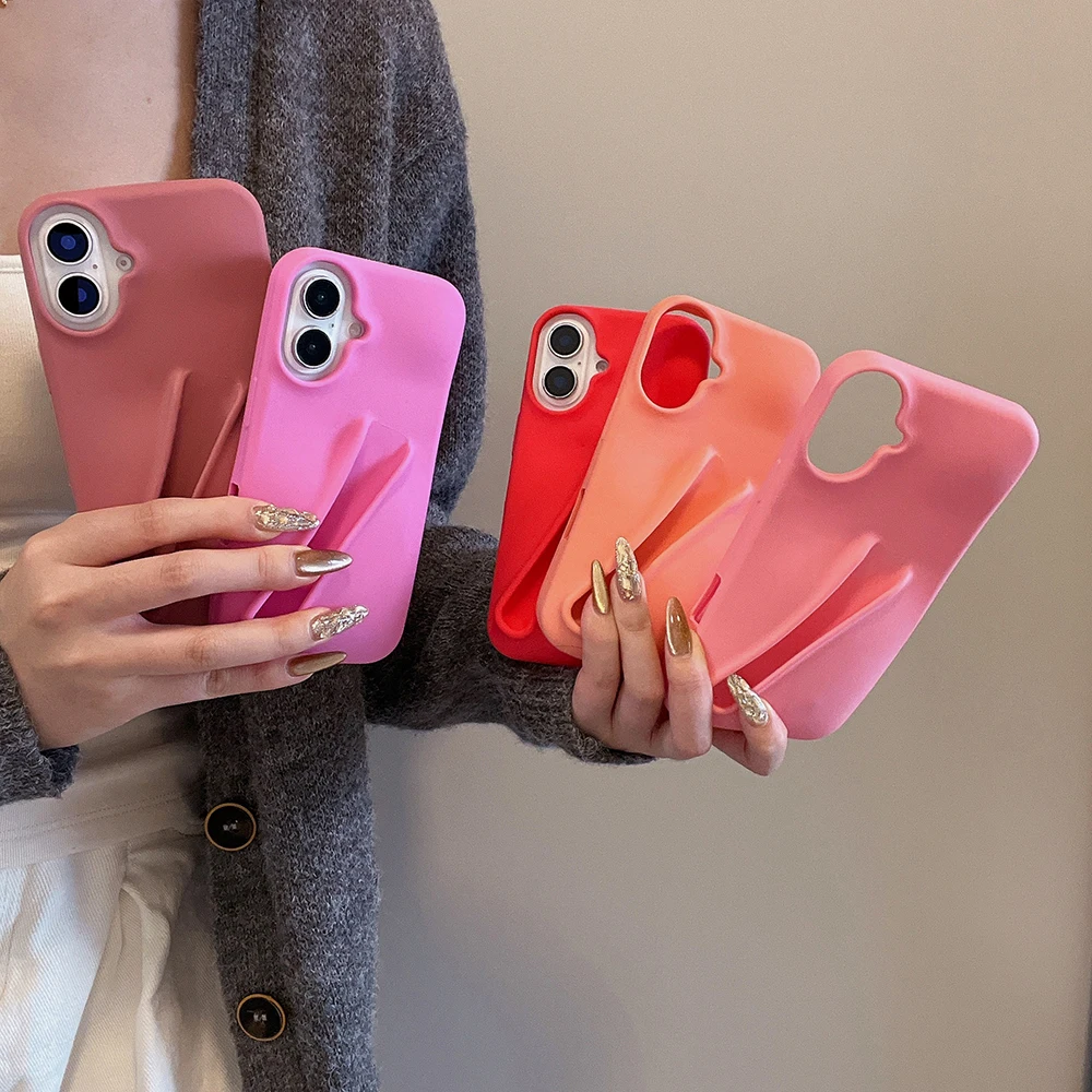 Funda de teléfono de silicona con lápiz labial INS para iPhone 11 13 16 15 14 13 12 Pro Max 16 Plus, soporte de brillo de labios portátil, funda de silicona suave - imagen 4