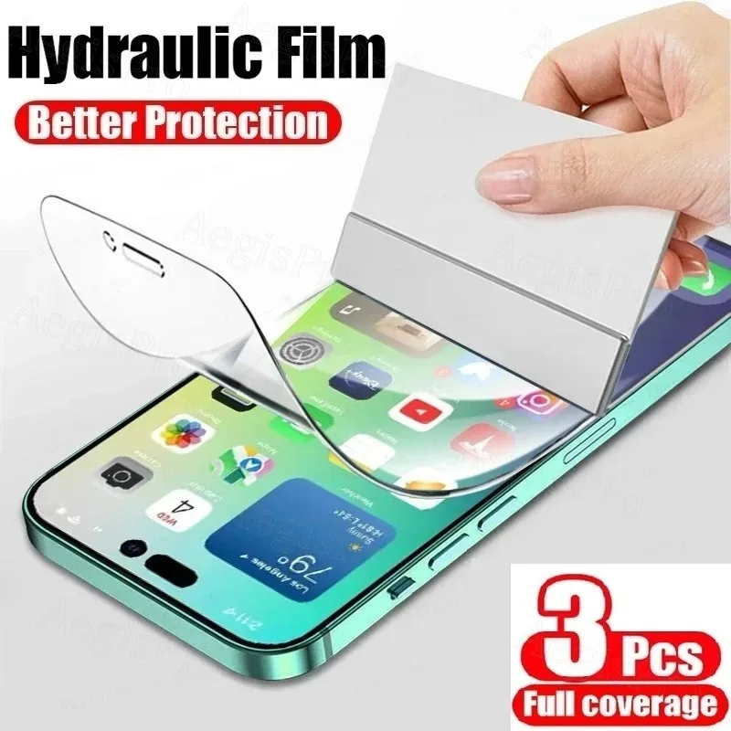 Película de hidrogel HD de 3 uds para IPhone 17/ 17 Pro/ 17 Pro Max/Air para IPhone 16/15/14/13/12/11 Pro Max película protectora cobertura completa - imagen 2