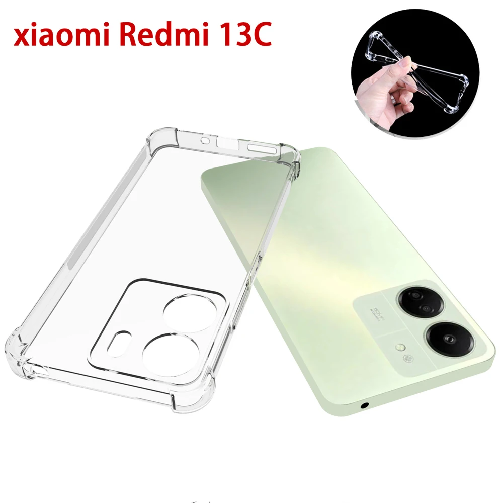Funda transparente con bolsa de aire de 1,5 MM de espesor para Xiaomi Redmi 13C 13 C, funda transparente de silicona suave a prueba de golpes para teléfono Redmi13C