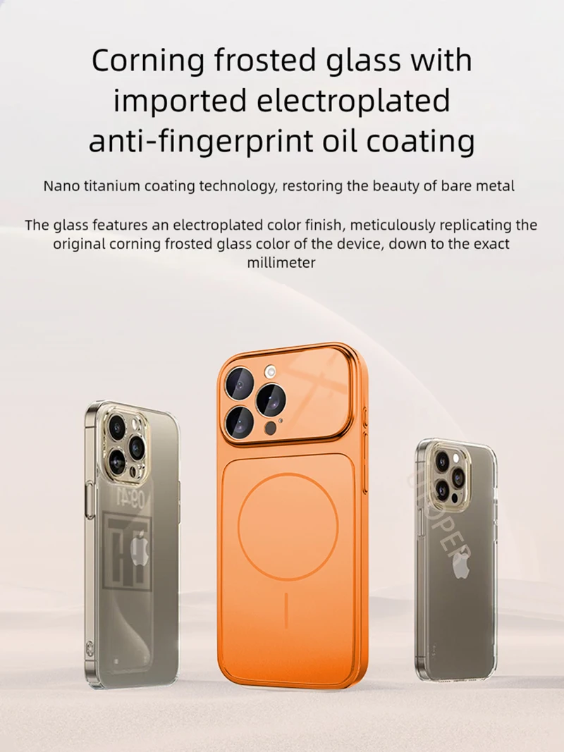 Funda de teléfono de cristal magnético Magsafe naranja oficial para iPhone 17 Air 16 15 14 13 Pro Max cubierta protectora dura a prueba de golpes mate - imagen 5