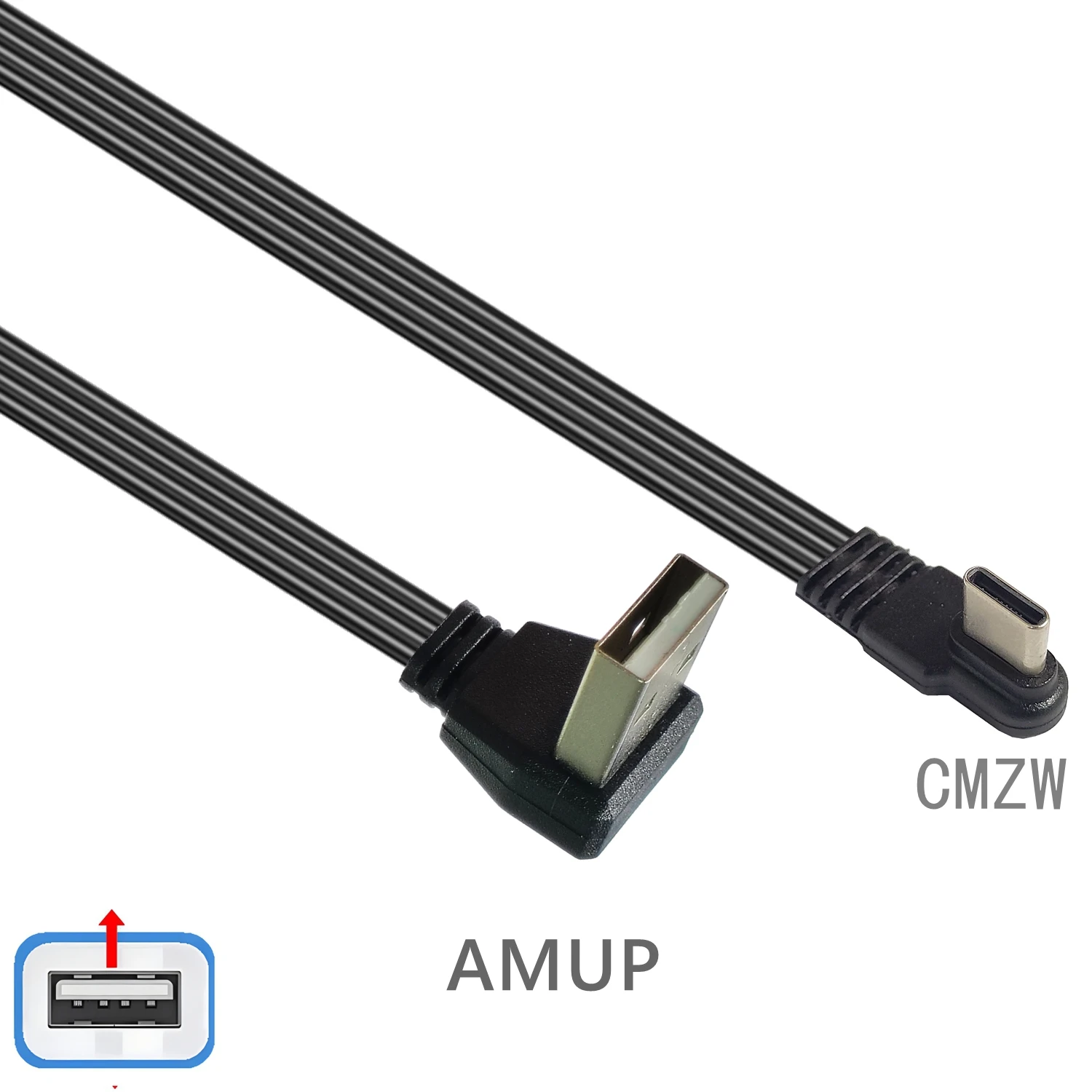 Cable de datos tipo c de codo ultrafino de 30CM USB 2,0 cargador de doble codo Po portátil universal de corto plazo 10CM-100CM