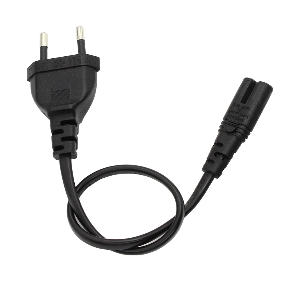 Cable de alimentación de CA de 30cm UE a IEC 320 C7 Schuko CEE7/16 a C7 Firgure 8 Cable de alimentación de la UE Cable de extensión de conector 2.5A 250V negro - imagen 5