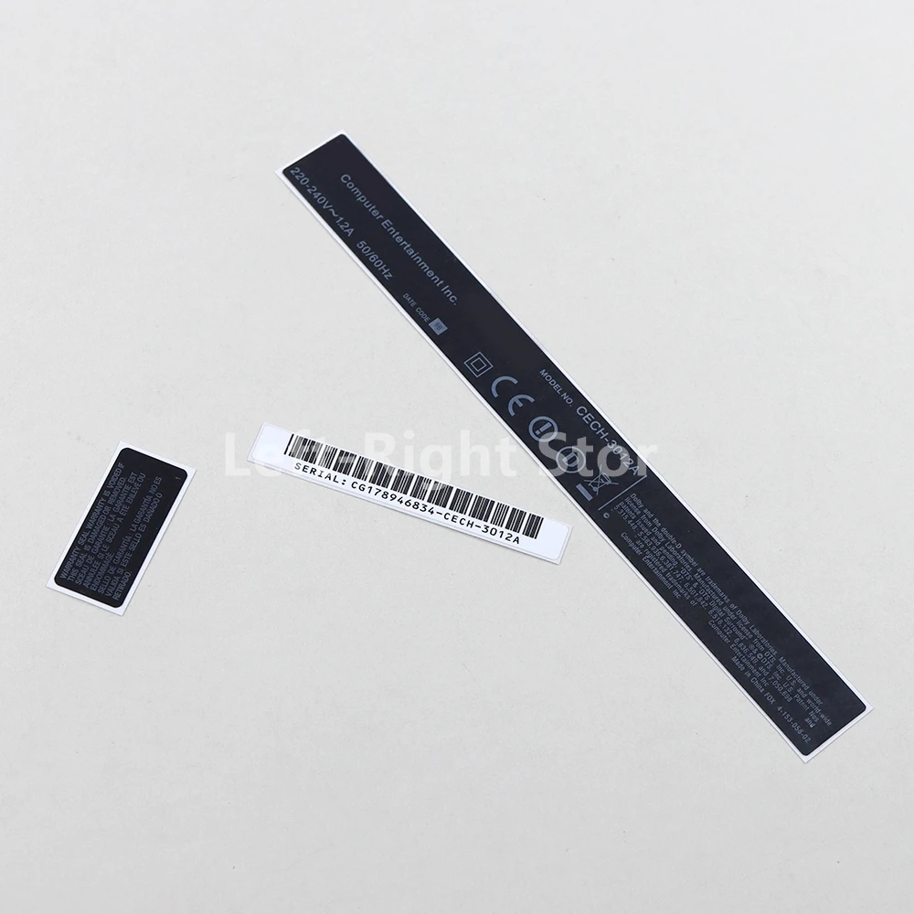 80 juegos de etiquetas de repuesto, carcasa, pegatina negra, sello de película de código de barras para Sony Playstation 3 PS3 Slim 3000 - imagen 4