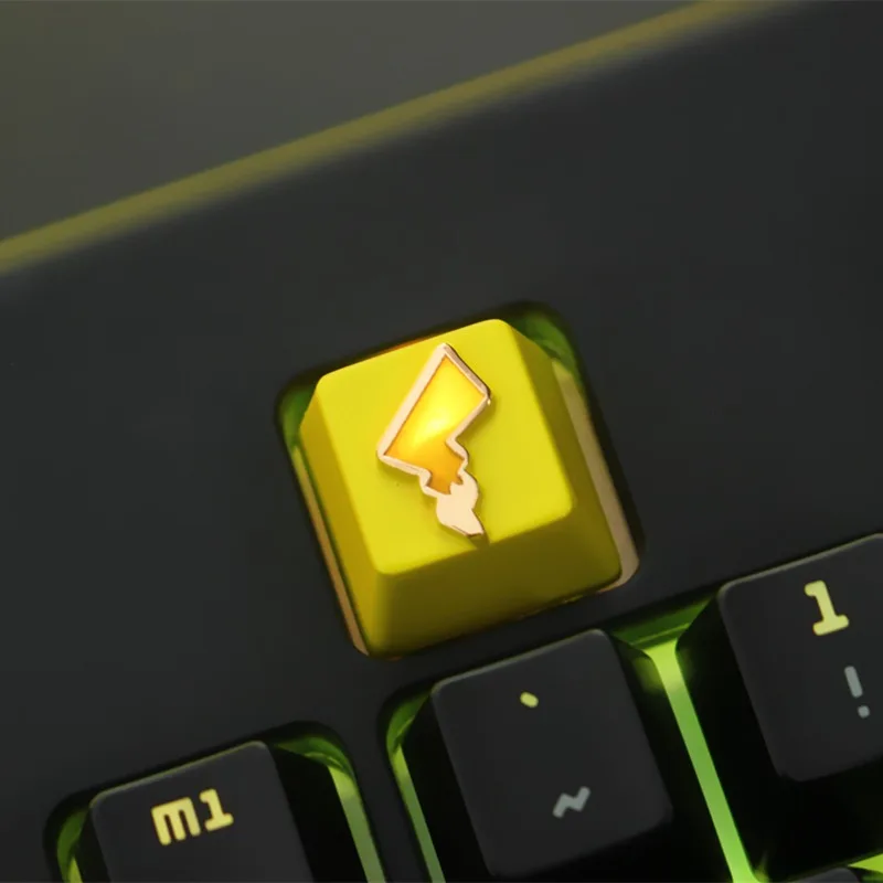 Pikachu Lconic Tail Keycaps decoración de teclado teclas de astigmatismo personalizadas consola de juegos totalmente de Metal tapas de teclado de descompresión - imagen 2