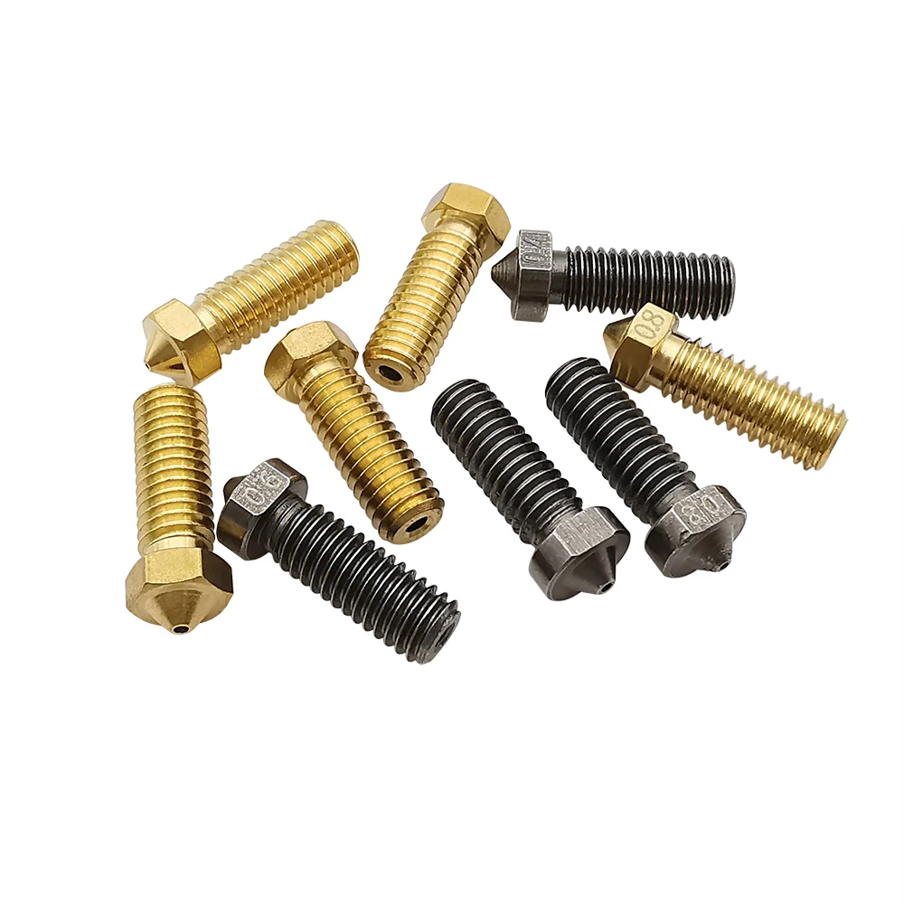 Boquilla de latón volcán E3D V5 V6, 5 piezas, filamento de acero duro de 1,75mm, rosca de M6, boquillas Hotend de 0,3mm-1,2mm, accesorios para impresora 3D - imagen 4