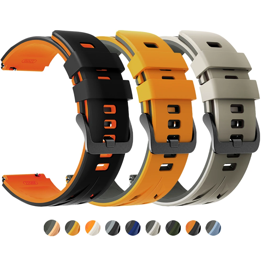 Correa de reloj inteligente de silicona de dos tonos de liberación rápida de 22mm para Huawei GT/Amazfit/Xiaomi S4/Honor/Suunto RACE 2 S pulsera deportiva - imagen 2
