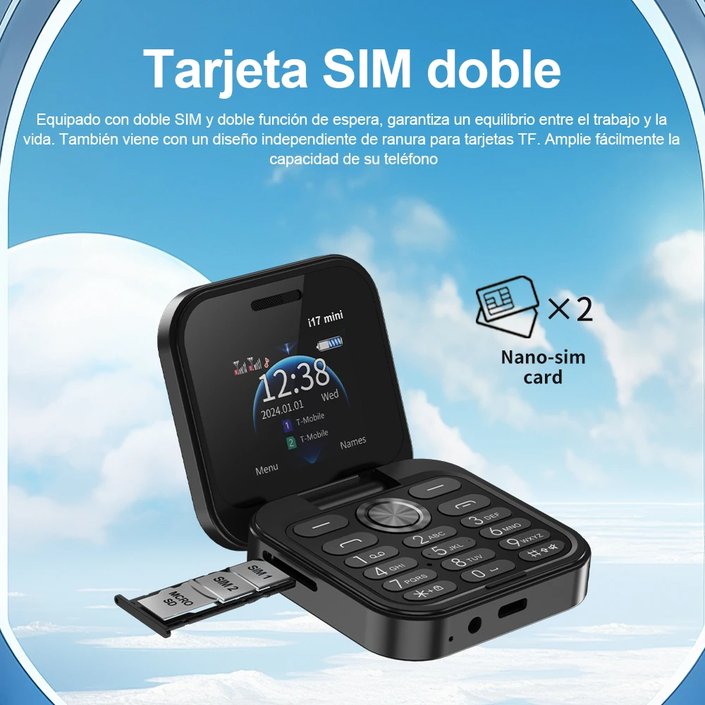 SERVO i17 MINI teléfono móvil plegable 2 tarjeta SIM marcación rápida Magic Vioce Radio FM linterna 2G GSM pequeño botón cuadrado teléfonos móviles - imagen 4