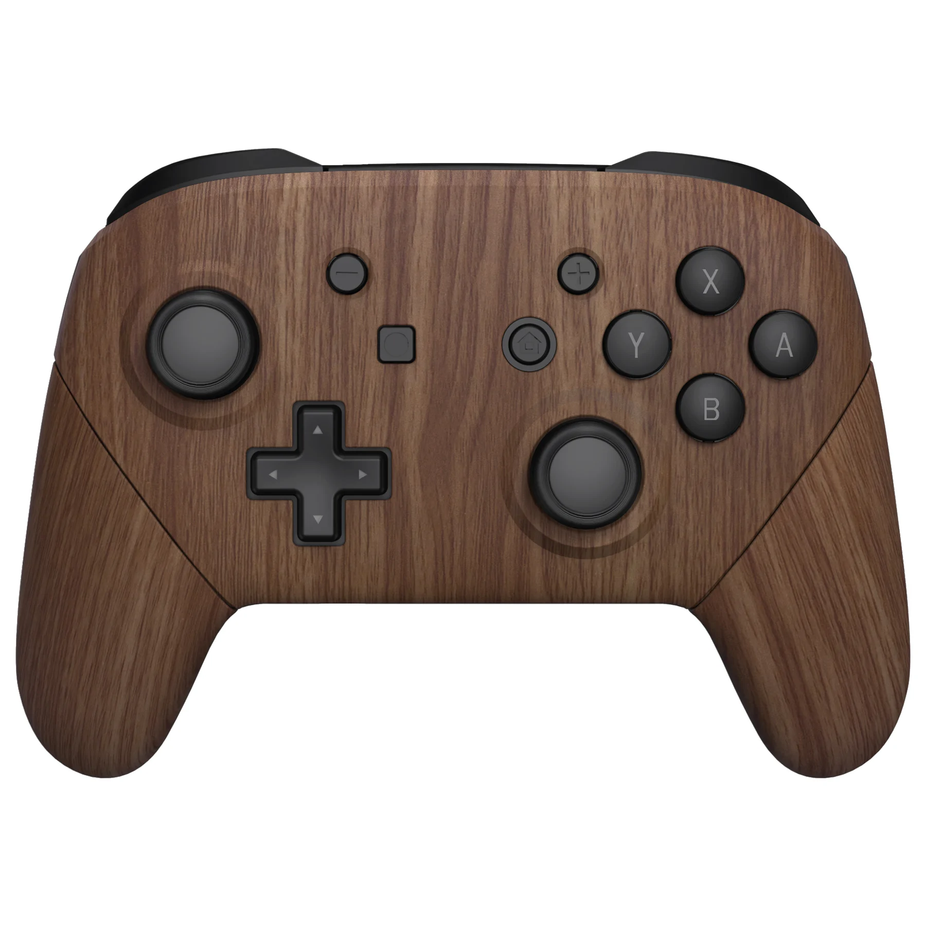 EXtremeRate-manijas de placa posterior para Nintendo Switch Pro, mango de placa frontal, grano de madera, tacto suave, botones de carcasa de repuesto