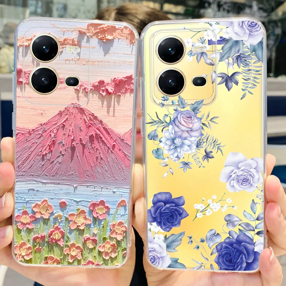 Funda de silicona transparente para Vivo V25 V25e V2201 V2202, cubierta pintada con estilo, Fundas suaves - imagen 2
