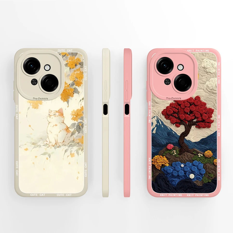 Para Tecno Pop 9 4G 5G Funda de teléfono con patrones de gato negro Funda de silicona líquida suave para Tecno Pop9 Funda ligera de alta calidad - imagen 2