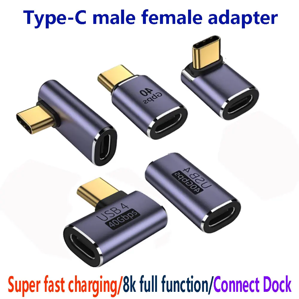 1 unidad USB4.0 40Gbps OTG tipo C USB 90 grados 100W 5A USB C a tipo C convertidor de carga rápida adaptador de datos USB C para Macbook 8K60HZ - imagen 2