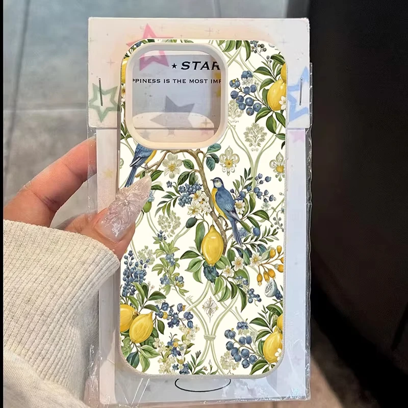 Funda de teléfono con diseño de lichi y árboles de limón para iPhone 17 16 15 14 Pro Max Plus 12 11 13 Pro XS Max XR, funda de silicona suave a prueba de golpes