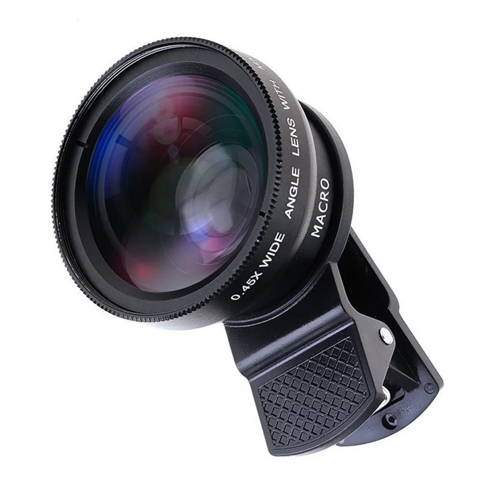 Lente de cámara 2 en 1 Universal para teléfono móvil profesional 37MM 0.45X 49UV súper gran angular + Macro lente dos en uno para teléfono móvil - imagen 2