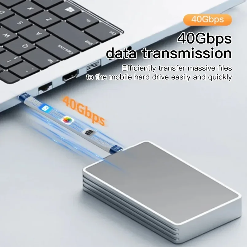 Cable corto USB C a USB C de 240W y 40GB, Cable de carga rápida tipo C, transferencia de datos de 40Gbps, Cable de extensión de carga de datos FPC plano y delgado de 8K - imagen 3