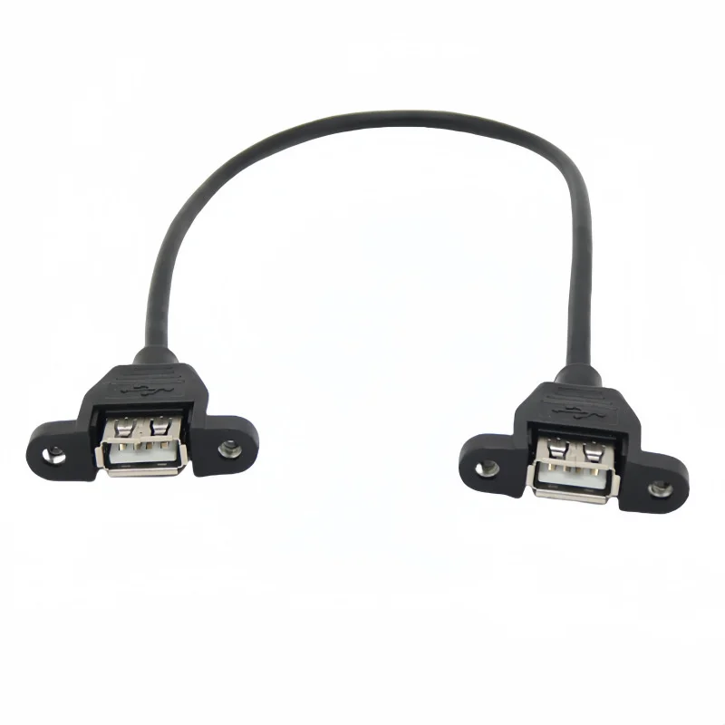 Cable de extensión USB 2,0 hembra a hembra con orificio para tornillo de oreja para fijar Cable de extensión USB hembra Dual