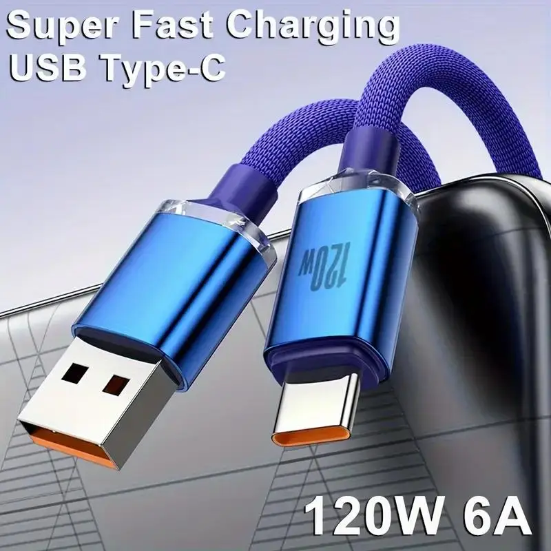 Cable de datos de carga súper rápida USB tipo C 100W 6A Cable trenzado para Samsung OnePlus Xiaomi OPPO cargador de teléfono móvil Cable USB - imagen 5