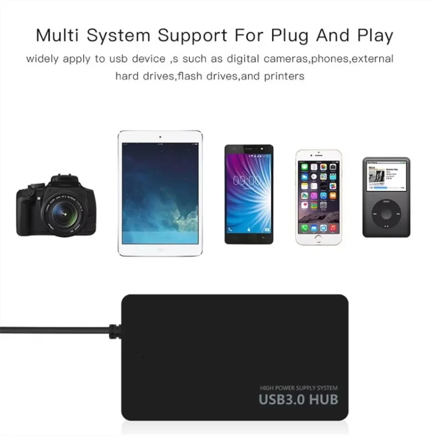 Adaptador HUB USB 3,0, extensor USB HUB 3,0, estación de acoplamiento de 4 puertos, transferencia de fecha de alta velocidad para PC, accesorios para ordenador portátil, divisor USB - imagen 3