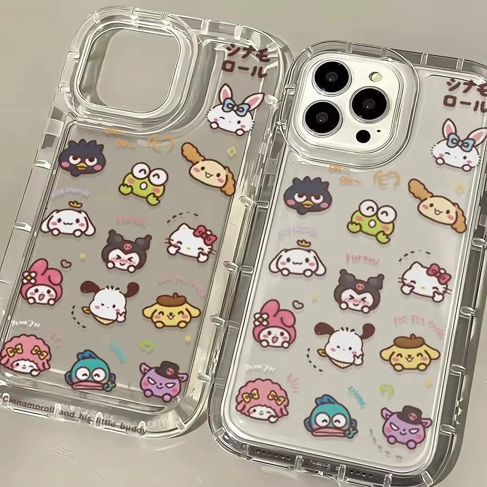 Sanrio Hello Kitty Cinnamoroll funda de teléfono para iPhone 16 15 14 13 12 11 Pro Max X XR XS 7 8 Plus funda transparente de silicona suave