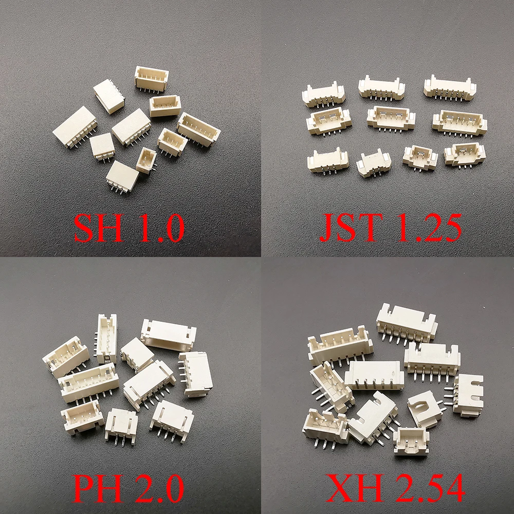 10/50 Uds SH/JST/ZH/PH/XH paso 1,0mm 1,25mm 1,5mm 2,0mm 2,54mm 2/3/4/5/6Pin conector de cabezal de Pin macho Vertical Horizontal