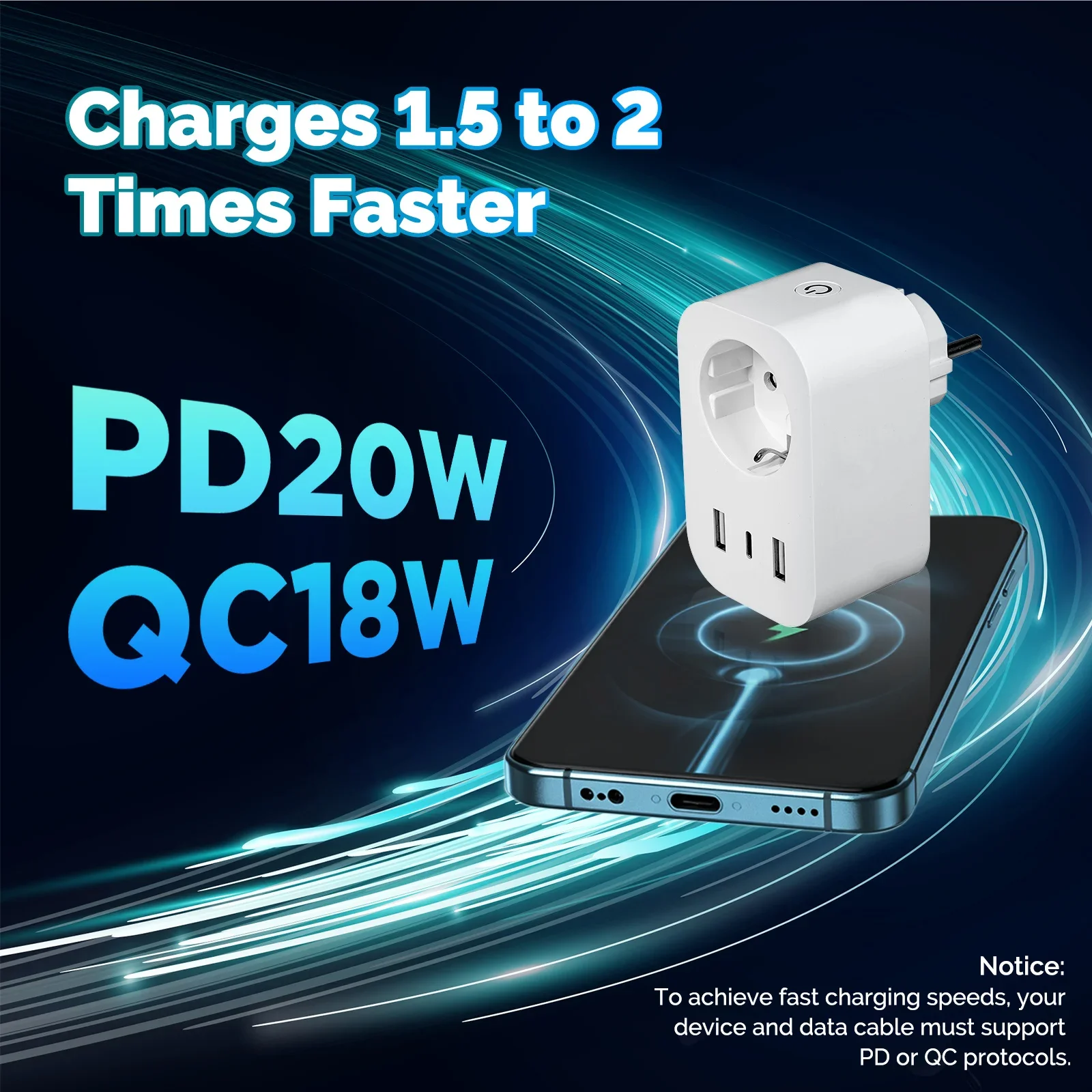 MOES Tuya WiFi enchufe inteligente 16A enchufe de la UE 2USB 1TypeC carga rápida Monitor de electricidad funciona con Alexa Google Home - imagen 3