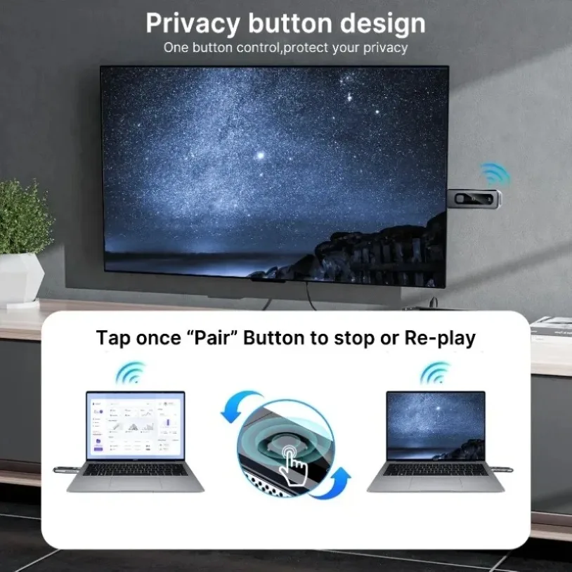Transmisor y receptor de vídeo inalámbrico Compatible con HDMI, adaptador inalámbrico de puerto tipo C para HDTV/proyector/portátil, 50M, 5G, 1080P - imagen 5