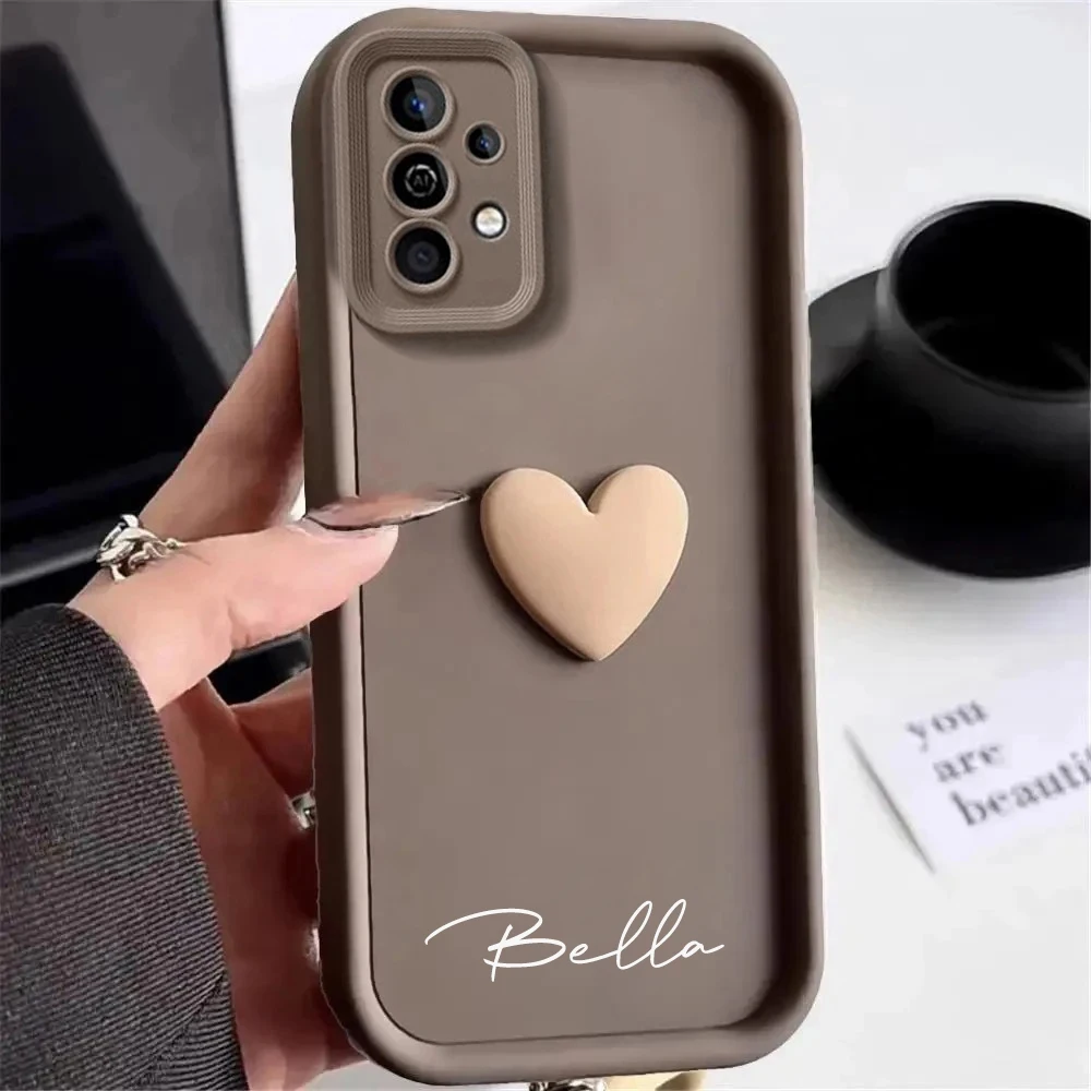 Funda personalizada con nombre 3D de corazón de amor para Samsung Galaxy A51 A52 A53 A54 A55 4G 5G, funda suave de lujo A52S A54 A55 5G - imagen 2