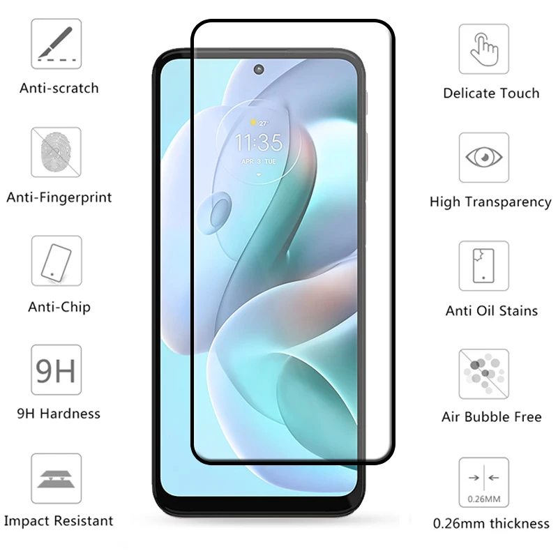 4 en 1 Protector de pantalla para Motorola Moto G41, cristal templado 9H, cubierta de pegamento completo para Moto G 41 G41, cristal de lente - imagen 3