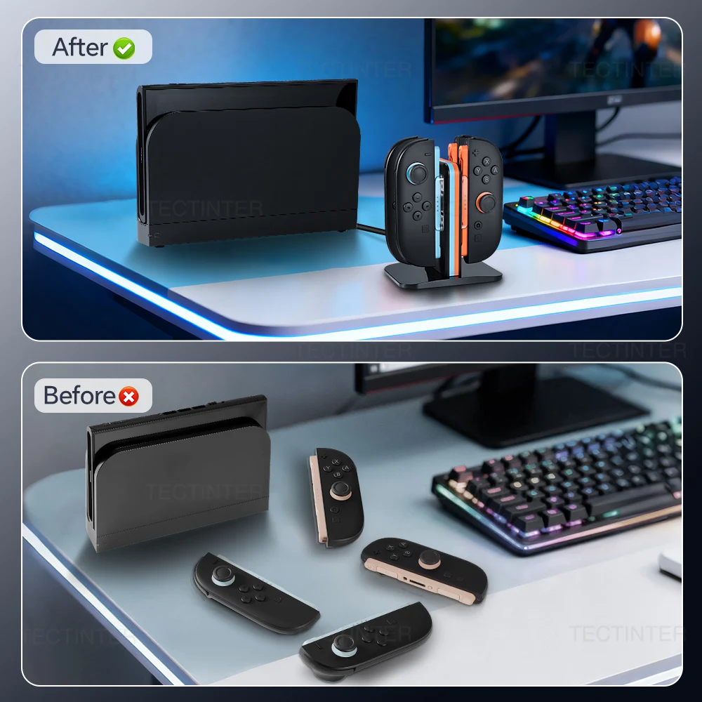 Estación de carga 4 en 1 para Nintendo Switch 2, soporte de cargador rápido JoyCon para controlador NS Switch 2, accesorios para mando - imagen 5